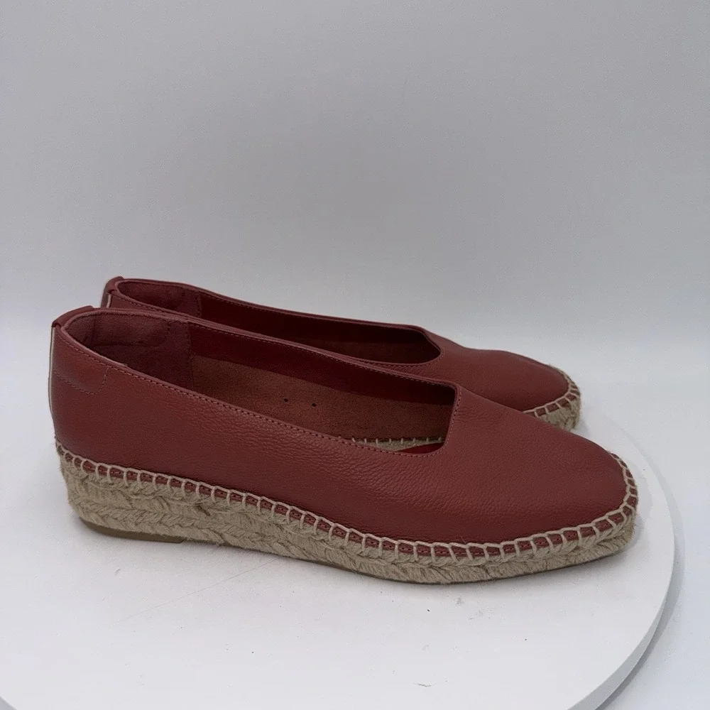 Everlane‎ The Espadrille Womens US size 6.5 Coral Leather Slip On Summer Classic